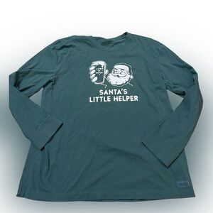 Men’s Life is Good Santa’s Little Helper Beer Long Sleeve T-shirt